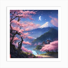 Japanese Sakura In Mountain 5 Art Print