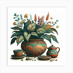 Pot Of Flowers Art Print