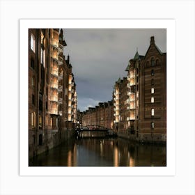 City Hamburg Dusk Warehouse Art Print