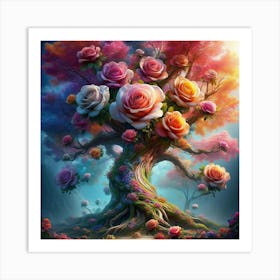 Tree Of Roses Art Print