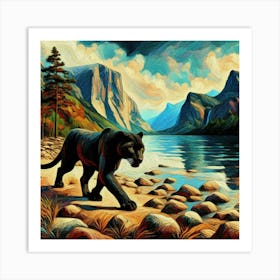 Black Panther By The Lake Poster