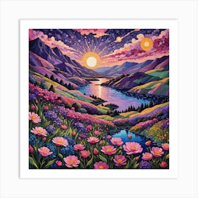 Sunset In The Mountains 12 Art Print