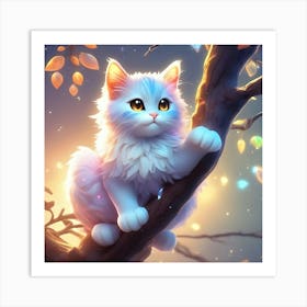 Cute Kitten In A Tree 2 Art Print