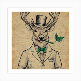 Deer In A Suit 7 Art Print