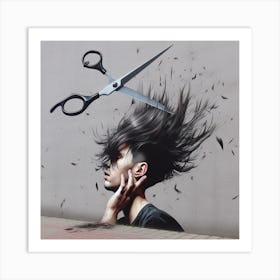 Scissors Cutting Hair Art Print