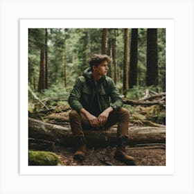 Young Man In The Forest Art Print