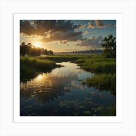 Sunrise Over Marsh Art Print