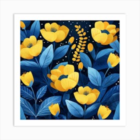 Yellow Flowers Background Art Print