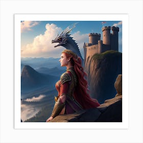 Princess And A Dragon 1 Art Print