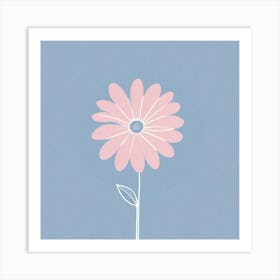 A White And Pink Flower In Minimalist Style Square Composition 118 Art Print