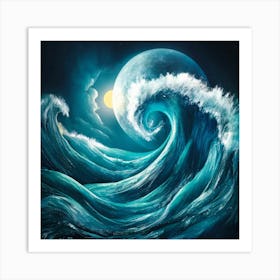 Ocean Wave At Night 1 Art Print