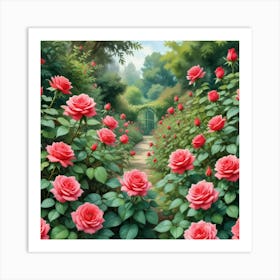 Roses In The Garden Art Print