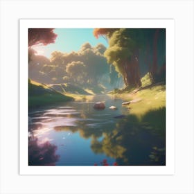 River In The Forest 80 Art Print