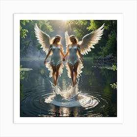 Two Angels Ascending Water_1 Art Print