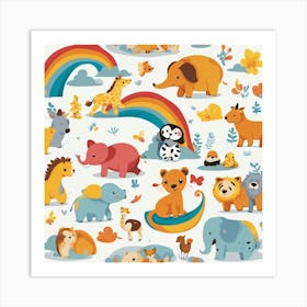 Playful Kids Animal Tshirt Design (11) Art Print