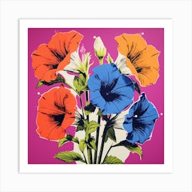 Andy Warhol Style Pop Art Flowers Canterbury Bells 2 Square Art Print