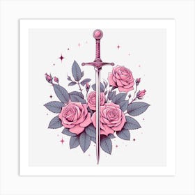 Roses And Sword Art Print