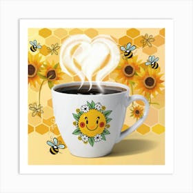 Sunflowers And Bees Art Print