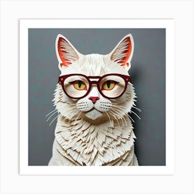 Cat With Glasses Art Print