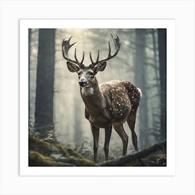 Deer In The Forest 71 Art Print