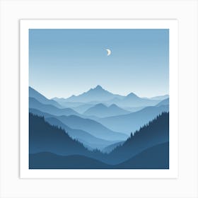 Misty mountains background in blue tone 69 Art Print