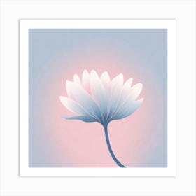 A White And Pink Flower In Minimalist Style Square Composition 660 Art Print