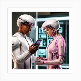 Futuristic Man And Woman 10 Art Print