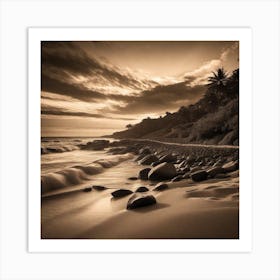 Sepia Beach Art Print