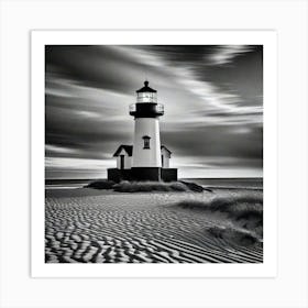 Black And White Lighthouse 6 Art Print