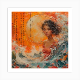 Chinese Girl In The Ocean Art Print