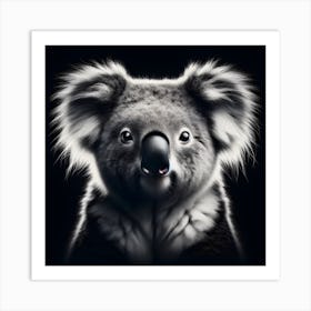 Koala portrait on black background 3 Art Print