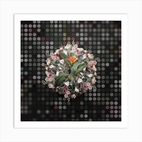 Vintage Lobster Claws Flower Wreath on Dot Bokeh Pattern n.0709 Art Print