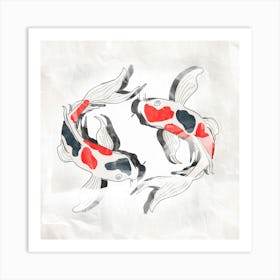 Fish Carp Koi Drawing Cartoon Art Print