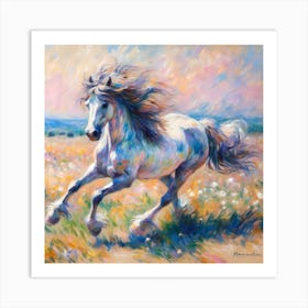 White Horse Running 1 Art Print