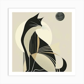 Cat And Moon Canvas Print 1 Art Print