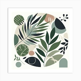 Scandinavian style, Green leaves 1 Art Print