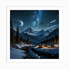 Freezy Night In The Mountains Art Print