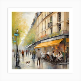 Paris Cafe.Cafe in Paris. spring season. Passersby. The beauty of the place. Oil colors.9 Art Print