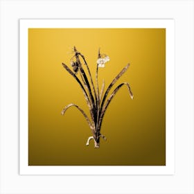 Gold Botanical Summer Snowflake on Mango Yellow n.1369 Art Print