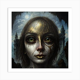 Girl With Gold Eyes Art Print