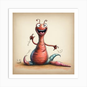 Cartoon Worm 1 Art Print