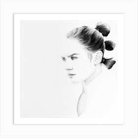 Daisy Ridley Rey Star Wars Pencil Portrait Minimal Black and White Art Print