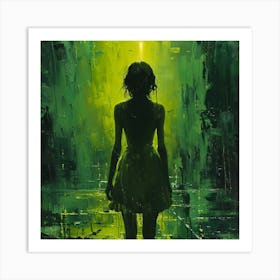 Girl In Green Dress Art Print