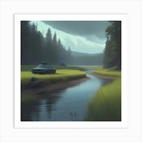 Car In The Grass Art Print