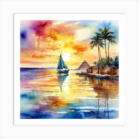 Sunset On The River 1 Art Print