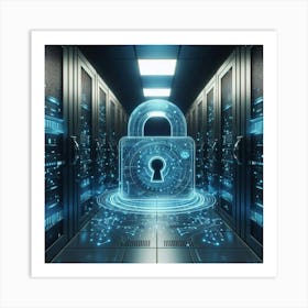 Server Room With A Padlock Art Print