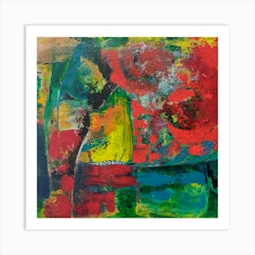 Abstract with Red & Green Art Print