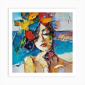 Woman With Colorful Hair Art Print