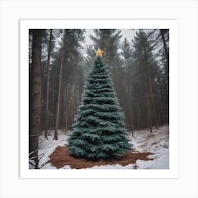 Christmas Tree In The Forest 44 Art Print