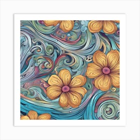 Flowers In The Waves Art Print